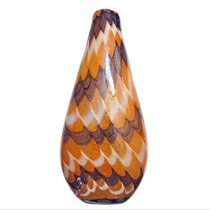 Beautiful Thick Glass Fall Vase  Diagonal Zig-Zag Pattern